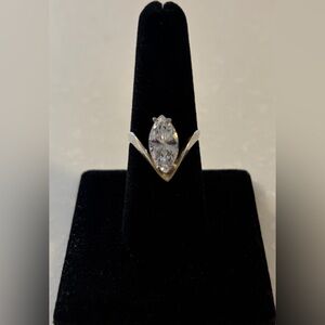Sterling Silver Marquise Clear Cocktail Ring | Size 7